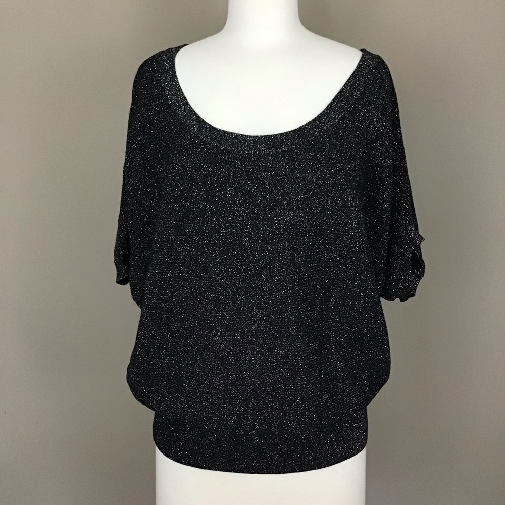 Express Black & Silver Knit Top Size Medium